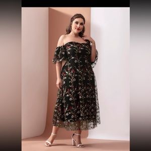 SHIEN black floral dress